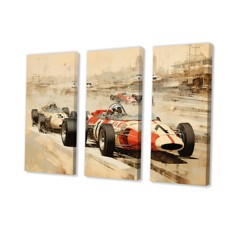 «Vintage Rally Speed Car Melody 1 - Race Tracks», art mural, Toile tendue, H 32 po x l 48 po x P 1 po