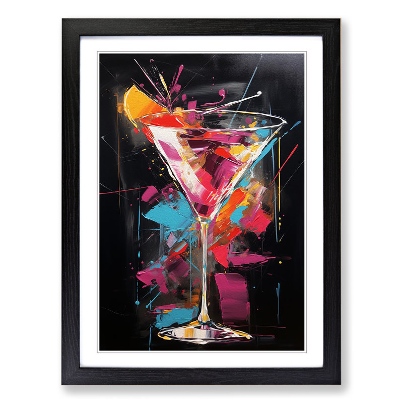 Cocktail Gestural - Framed Print, Black Framed, 34cm H x 25cm W x 2cm D