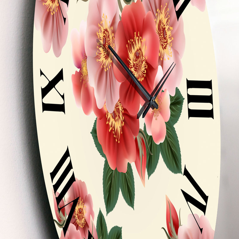 Vintage Red Roses - Horloge murale traditionnelle, Moyen
