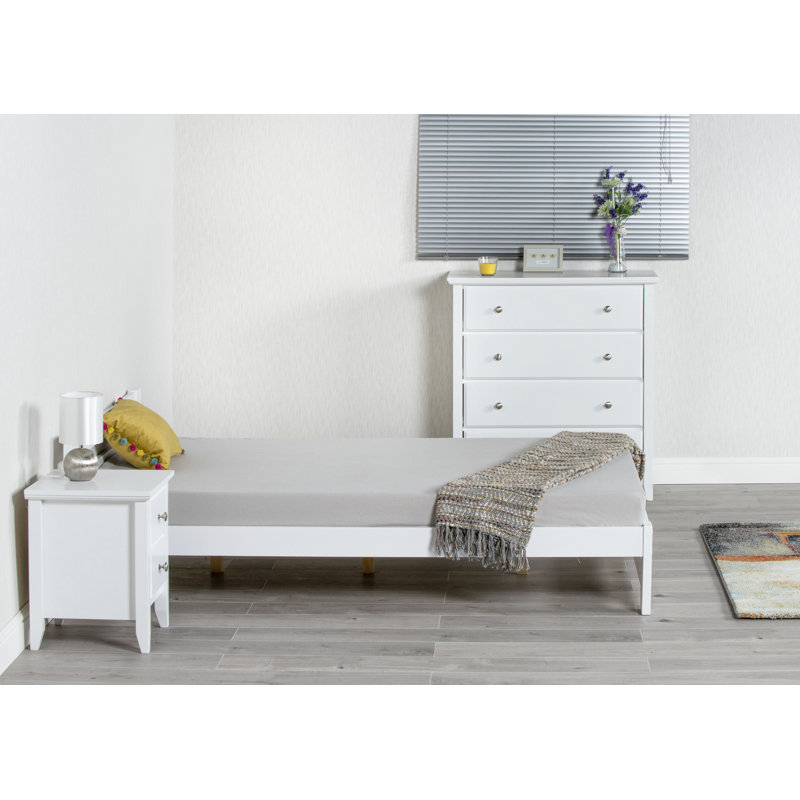 Nikolas Solid Wood Bed, Single (3'), White