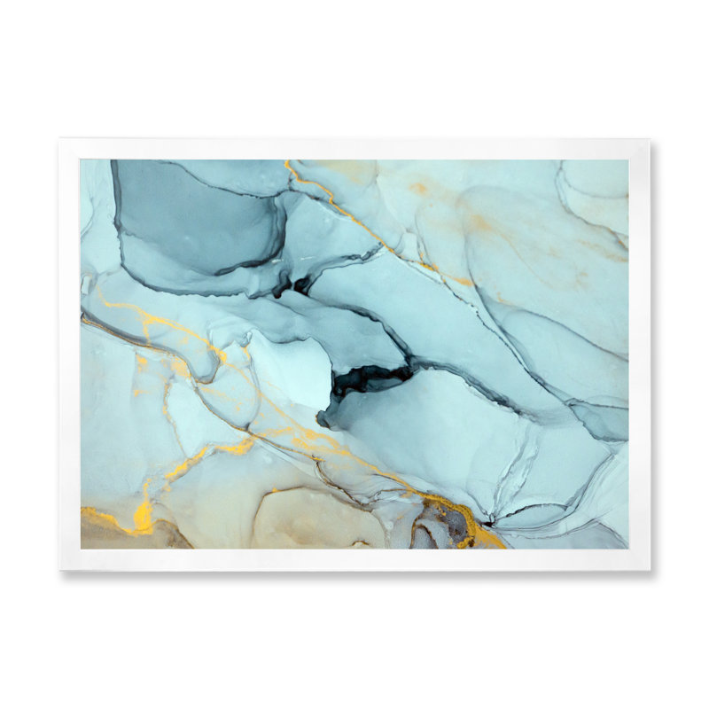 «Golden Turquoise», art mural sur toile Glam, H 8 po x l 12 po x P 1 po, Toile blanche avec cadre photo