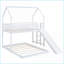 Lit simple superposé au-dessus d'une chambre double avec glissade et amp; Échelle intégrée - Bois de pin massif & amp; Panneau de fibres à densité moyenne, garde-corps pleine longueur, blanc pour les petits espaces-1727484321-1727484322