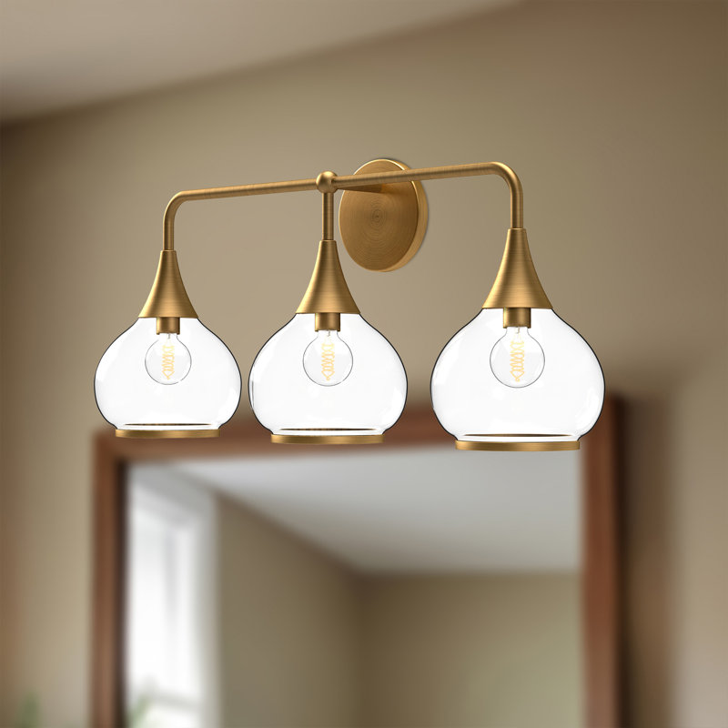 Éclairage pour meuble-lavabo Marsi, Verre transparent, Doré vieilli, 3