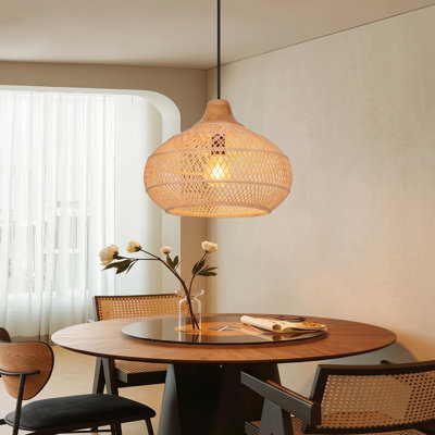 Luminaire suspendu en rotin naturel 1 lumière
