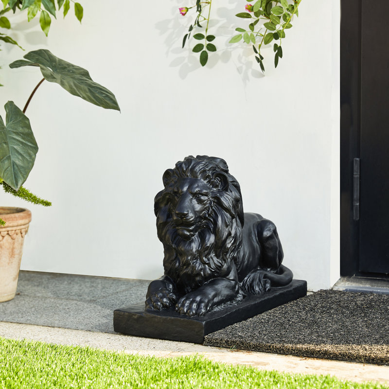 Statue de lion gardien MGO couché, Noir, 1