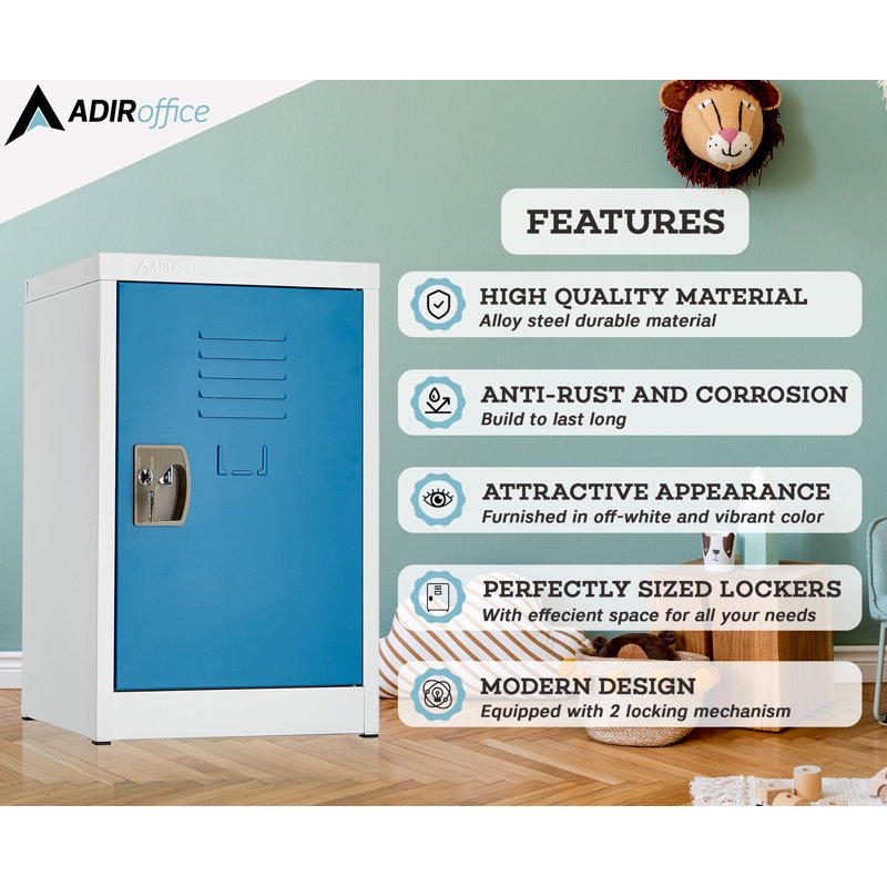 Blue Steel 1-Tier Storage Locker with Lock and Hooks