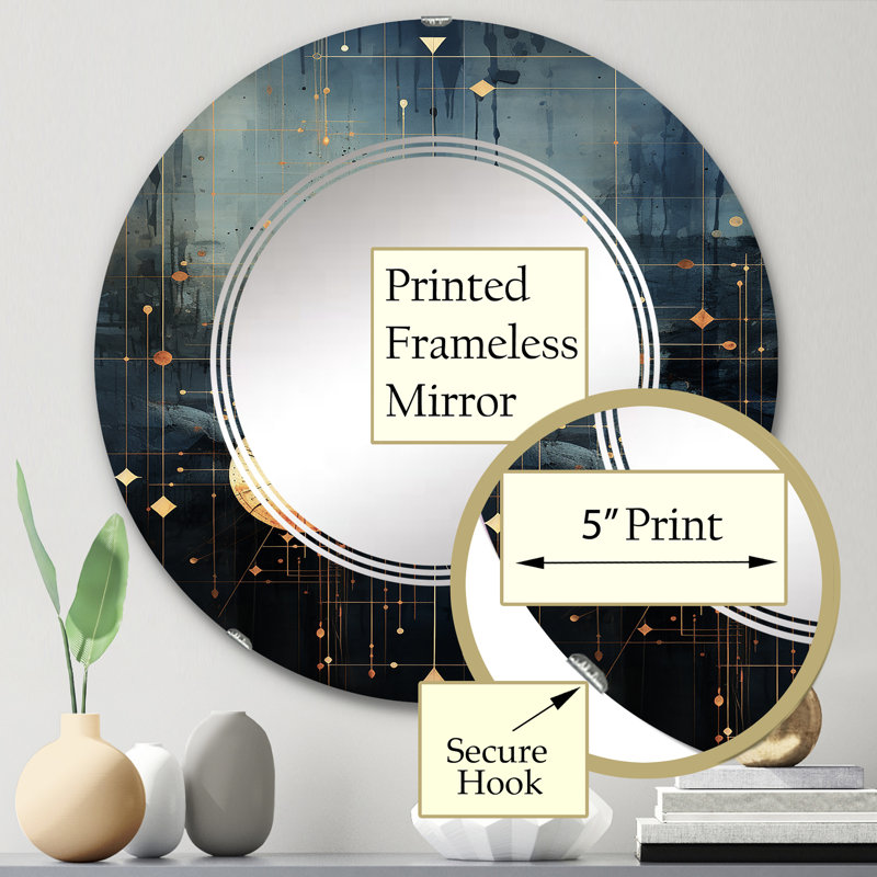Zavalla - Miroir mural moderne rond, 24 po x 24 po