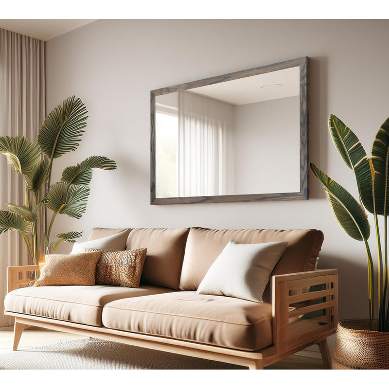 Miroir en bois franc Ebark Designs Ebark - chêne rouge 2 po, 43 po x 30 po, Gris carbone