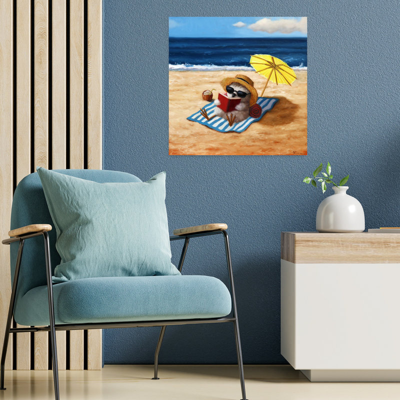 Oiseau de plage contemporain, plage, art urbain, H 18 po x l 18 po