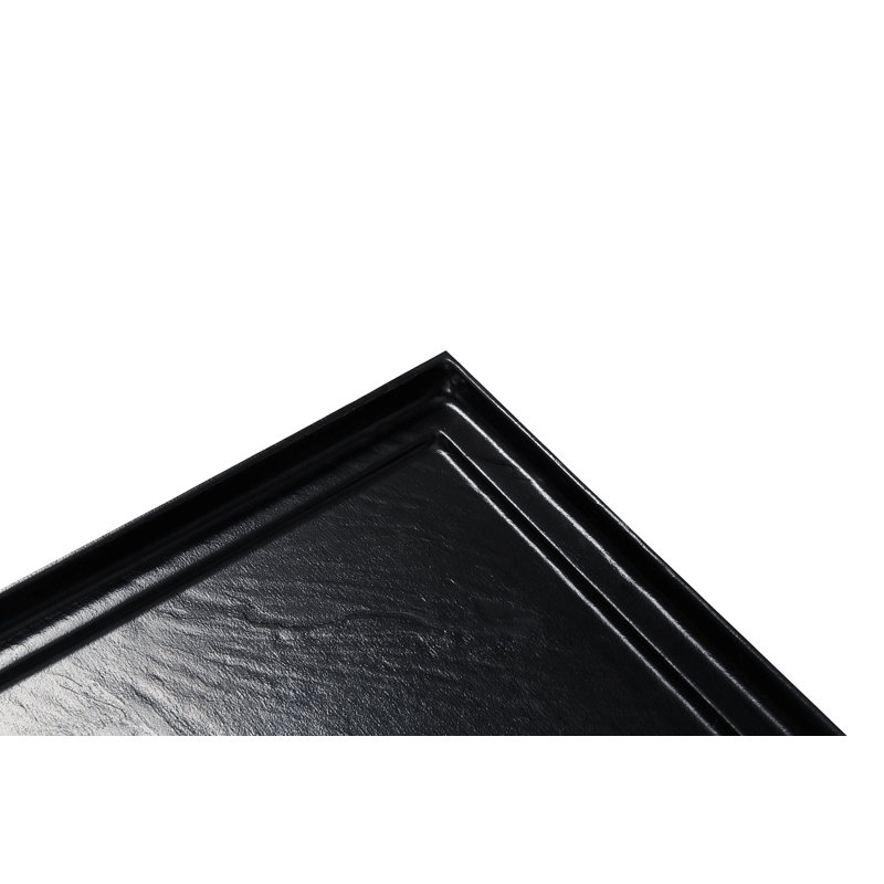 Receveur de douche rectangulaire noir 122 x 91 cm avec seuil unique et bonde centrale, en acrylique antidérapant, fini résistant aux égratignures, facile à nettoyer