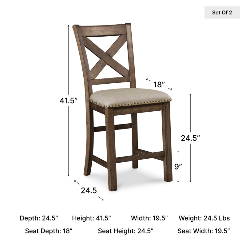 Hannalise Upholstered Counter Stool with Solid Wood Frame
