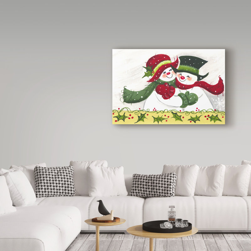 « snow couple », art sur toile, H 30 po x l 47 po x P 2 po
