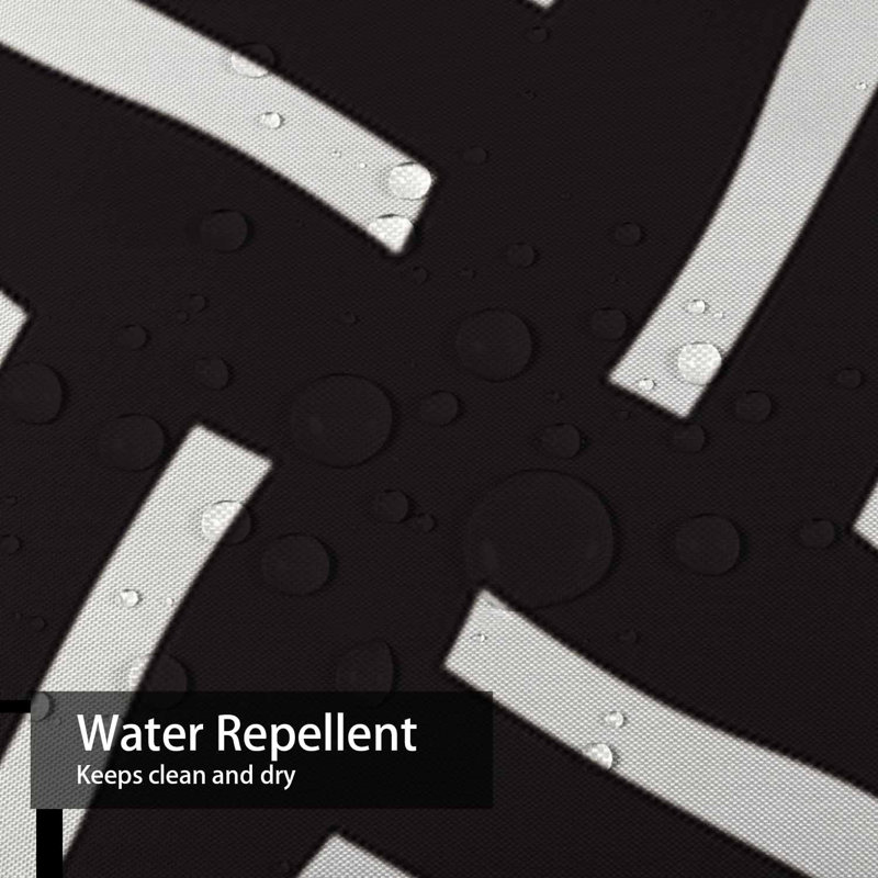 Rideau de douche sans soudure à lignes abstraites et encre blanche avec 12 crochets, L 72 po x l 72 po