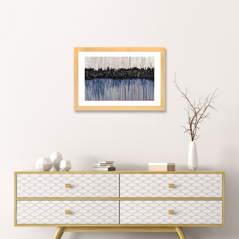 «Melting Ice» par Nikki Chauhan - reproduction d'art, H 24 po x l 32 po x P 1 po, Toile avec cadre en bois beige