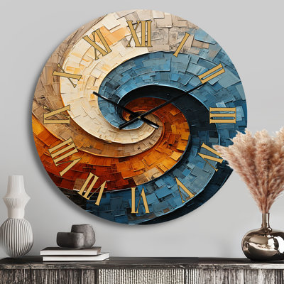 Collaged Spiral - Abstract Golden Face Wall Clock