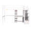 Lit mezzanine simple avec lit autonome, escalier de rangement, bureau, tablettes et tiroirs, blanc