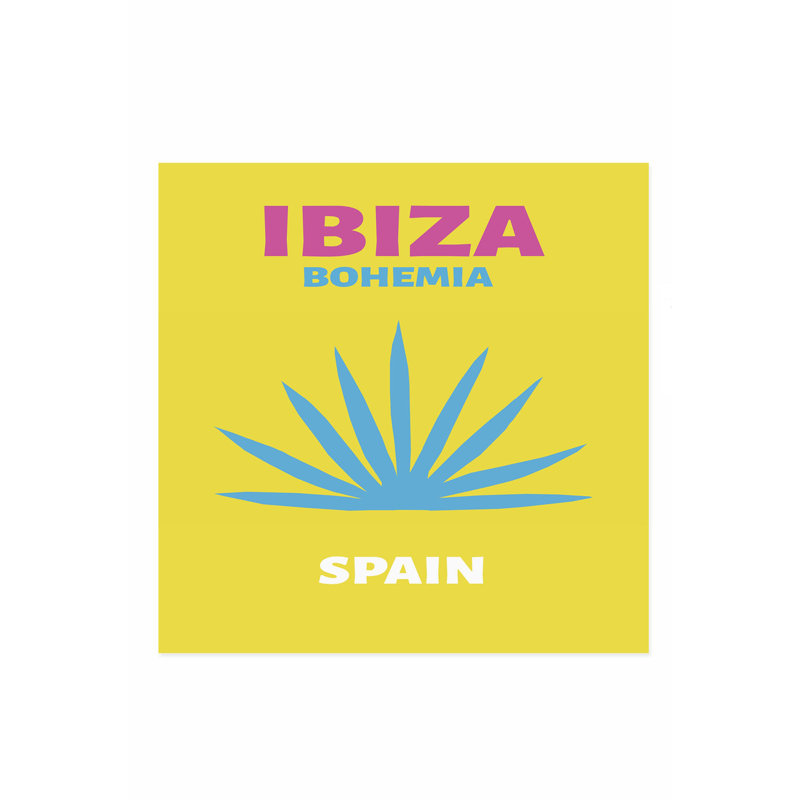 Monde et pays, voyage d'Ibiza, affiche d'art moderne sans cadre, H 20 po x l 20 po