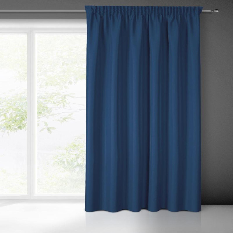 Rita Pencil Pleat Blackout Curtain, Dark Blue