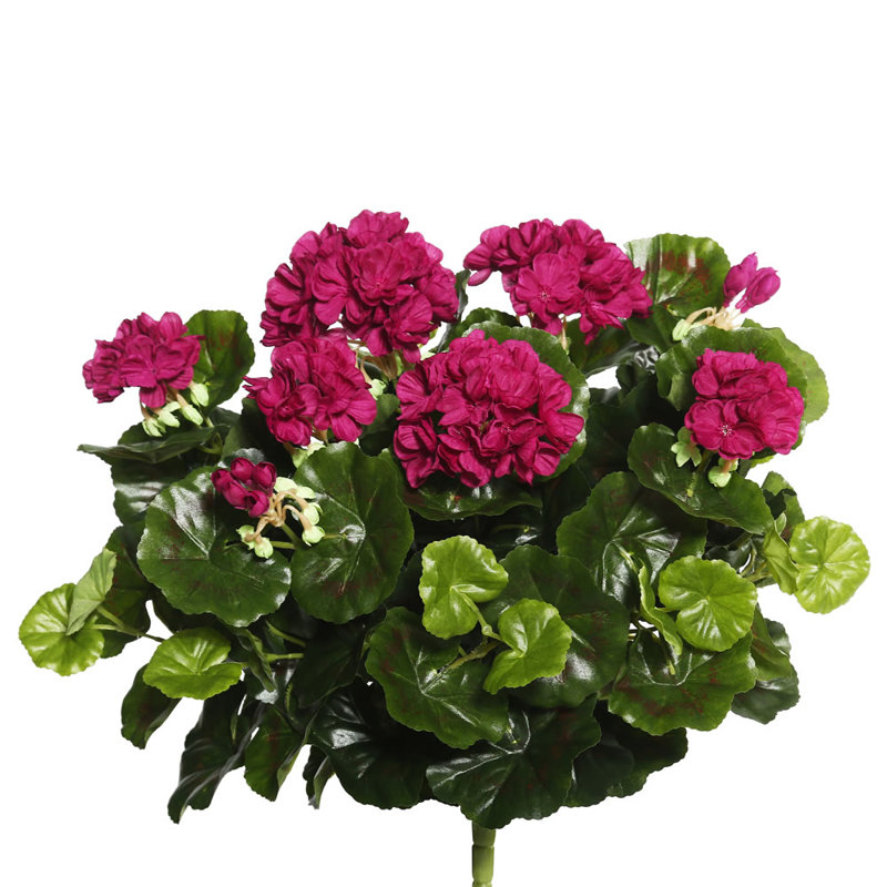 Artificial Polyester Geranium Bush, Purple, 17.5" H x 12" W x 12" D