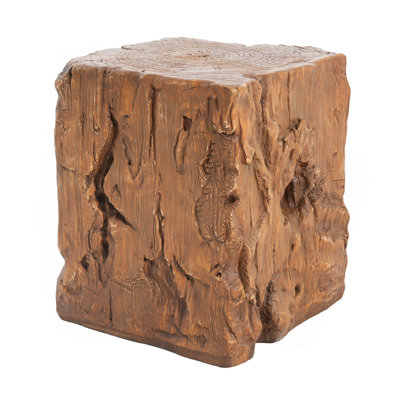 Outdoor And Indoor Stump Shape Mgo Side Table, Brown Finish
