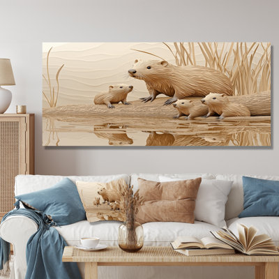 Beaver Lake Scene In Summer I - animaux, décor métallique