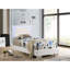 Lit simple blanc ultrabrillant avec panneaux à DEL, conception à lattes et quatre supports solides pour le style de la chambre à coucher, panneau de 81 pouces de long, atmosphère de rails, hauteur de 48,5-1902785761