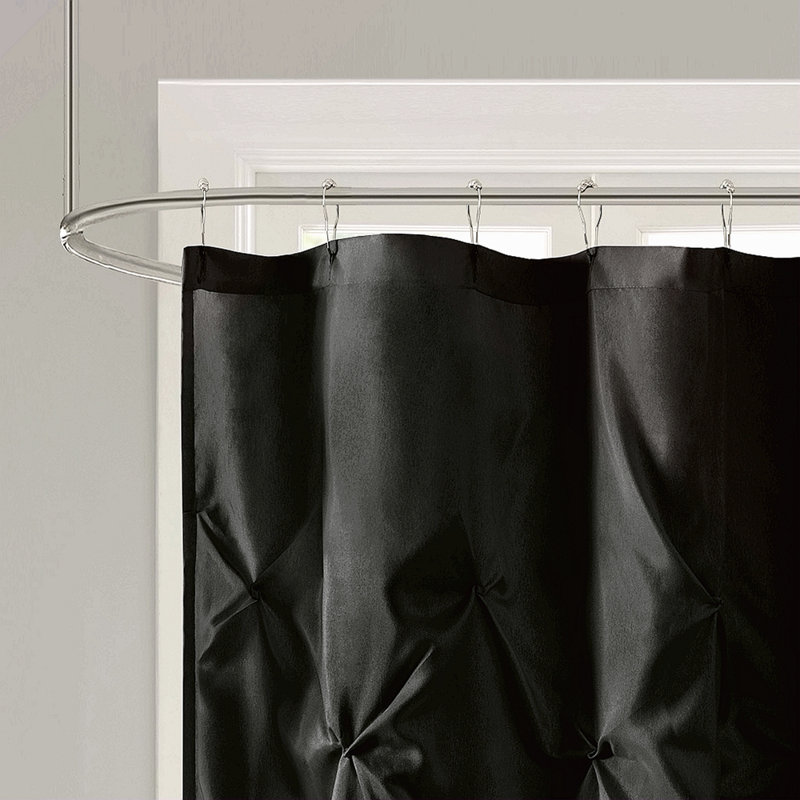 Rideau de douche en mélange de coton, Noir, noir, noir, noir