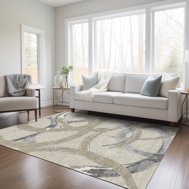  Machine Washable Indoor/Outdoor Chayden ACN1022 Beige Rug, Rectangle 5' x 7'6"