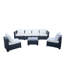 Ensemble de canapé sept pièces avec fauteuil et chaise d'extérieur en rotin noir 7-J,001 boîte 3-1-2-3 avec coussin-191795000