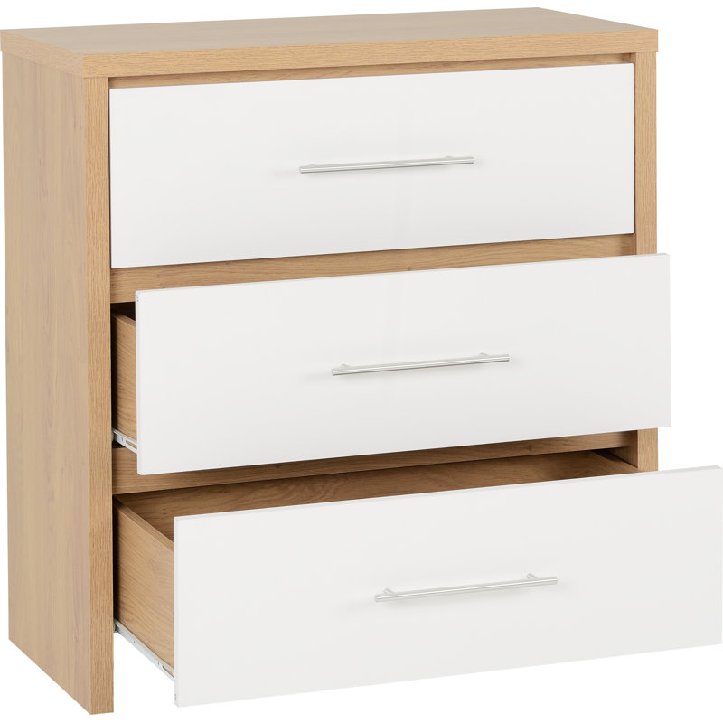 Louisa 3 Drawer Chest Of Drawers, Oak/White