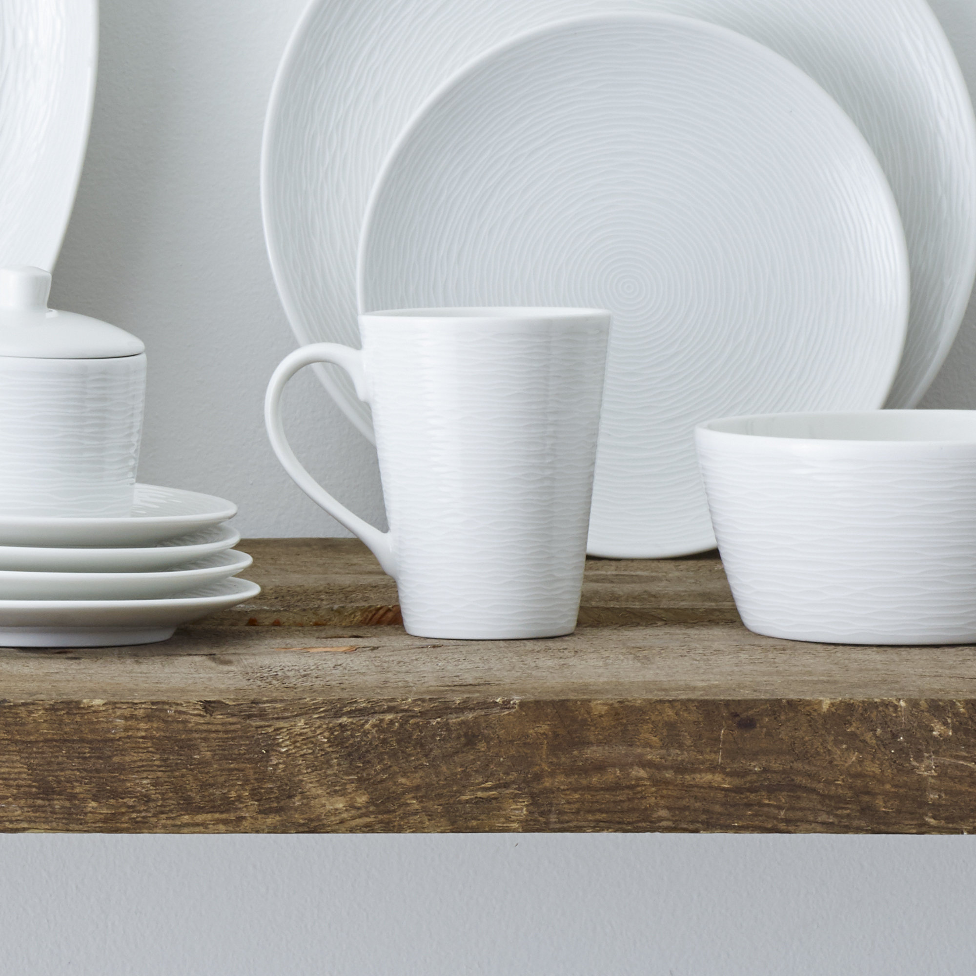 Noritake Colorscapes Swirl Mugs, 12 Oz., White