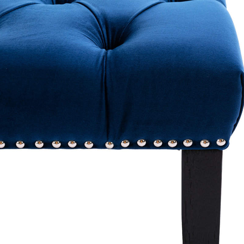 Repose-pieds en velours pour salon et entrée, banc rembourré bleu avec pieds stables, plastique H 18,83 po, Bleu