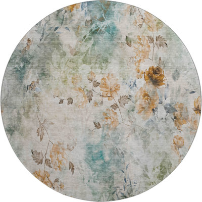 Premium Machine Washable Prisco Teal Rug