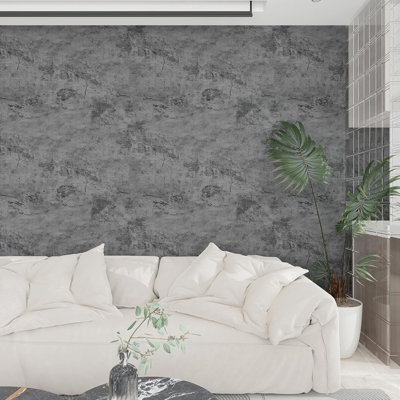 Wide Industrial Cement Textured Peel And Stick Wallpaper - Blue Concrete Design For Walls, Furniture