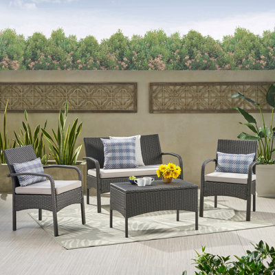 ENSEMBLE DE CHAT 4 PCS CORDOBA KD WICKER pour patio, terrasse et cour arrière