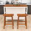 Ensemble d'îlot de cuisine 3 pièces avec 2 tabourets, table de salle à manger avec plateau en bois d'hévéa et 2 tablettes-1144145268