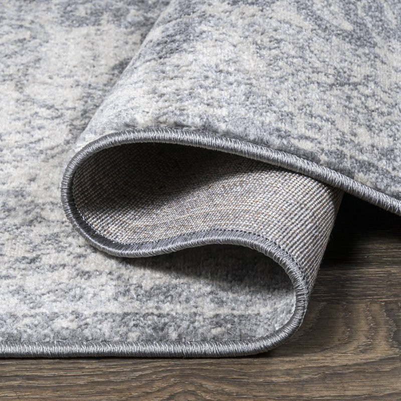 Tapis gris / ivoire Ademar, Rond 6 pi 7 po