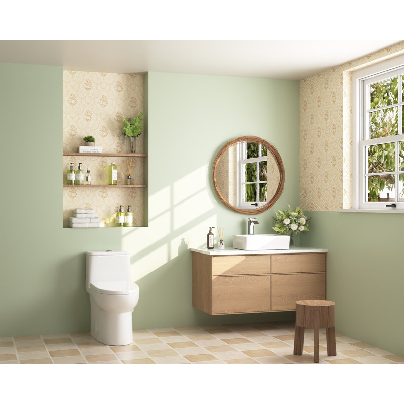 Toilette allongée monobloc DeerValley Ursa, Blanc / Chrome
