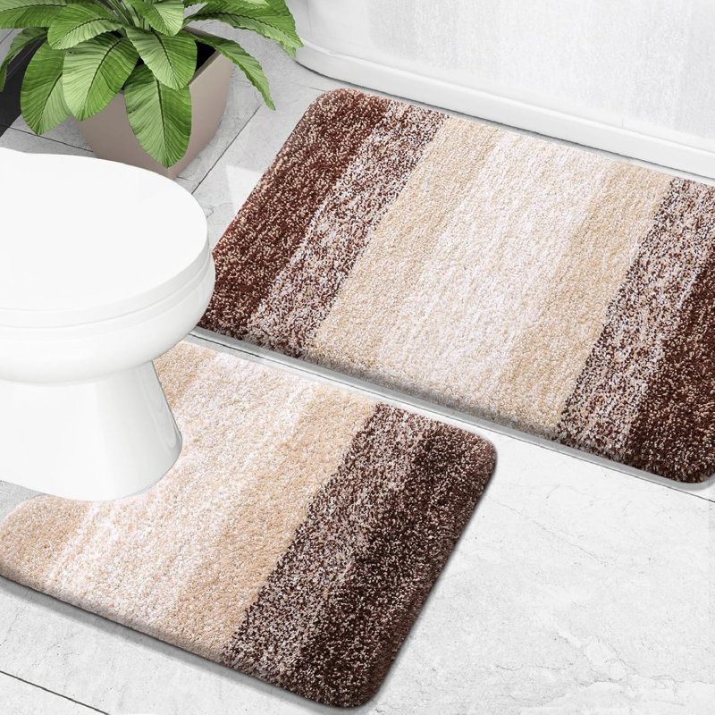 2-piece Bathroom Rug Set Brown