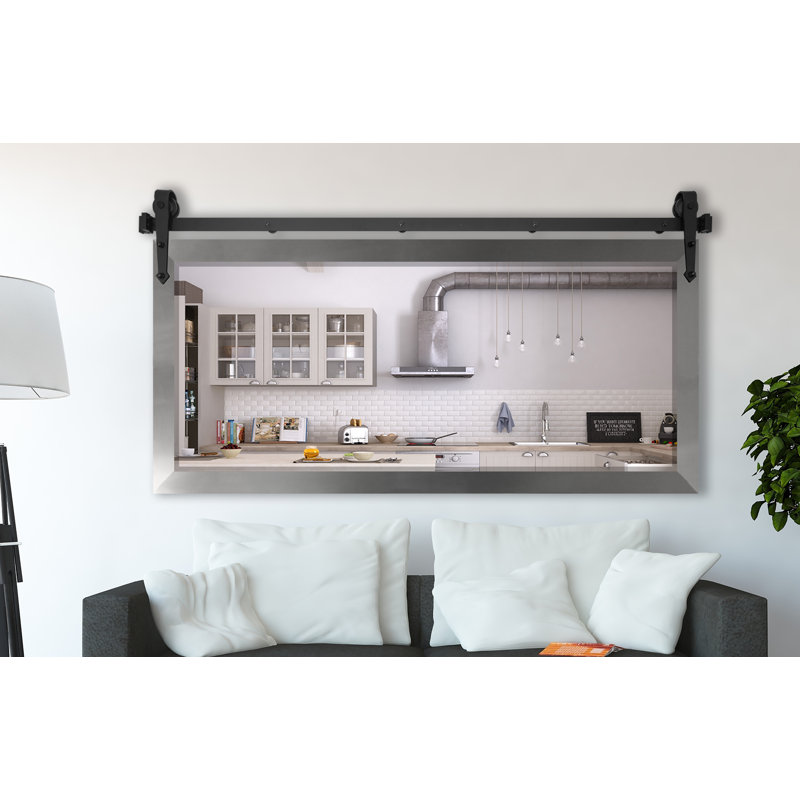 Neace Flat Wall Mirror, Silver, 30" H x 70.5" W