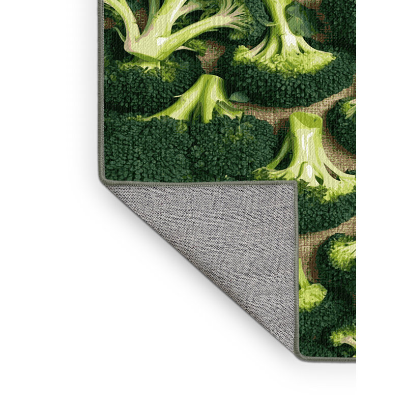 Washable Broccoli Vegetables Area Rug, Rectangle 5' x 7'