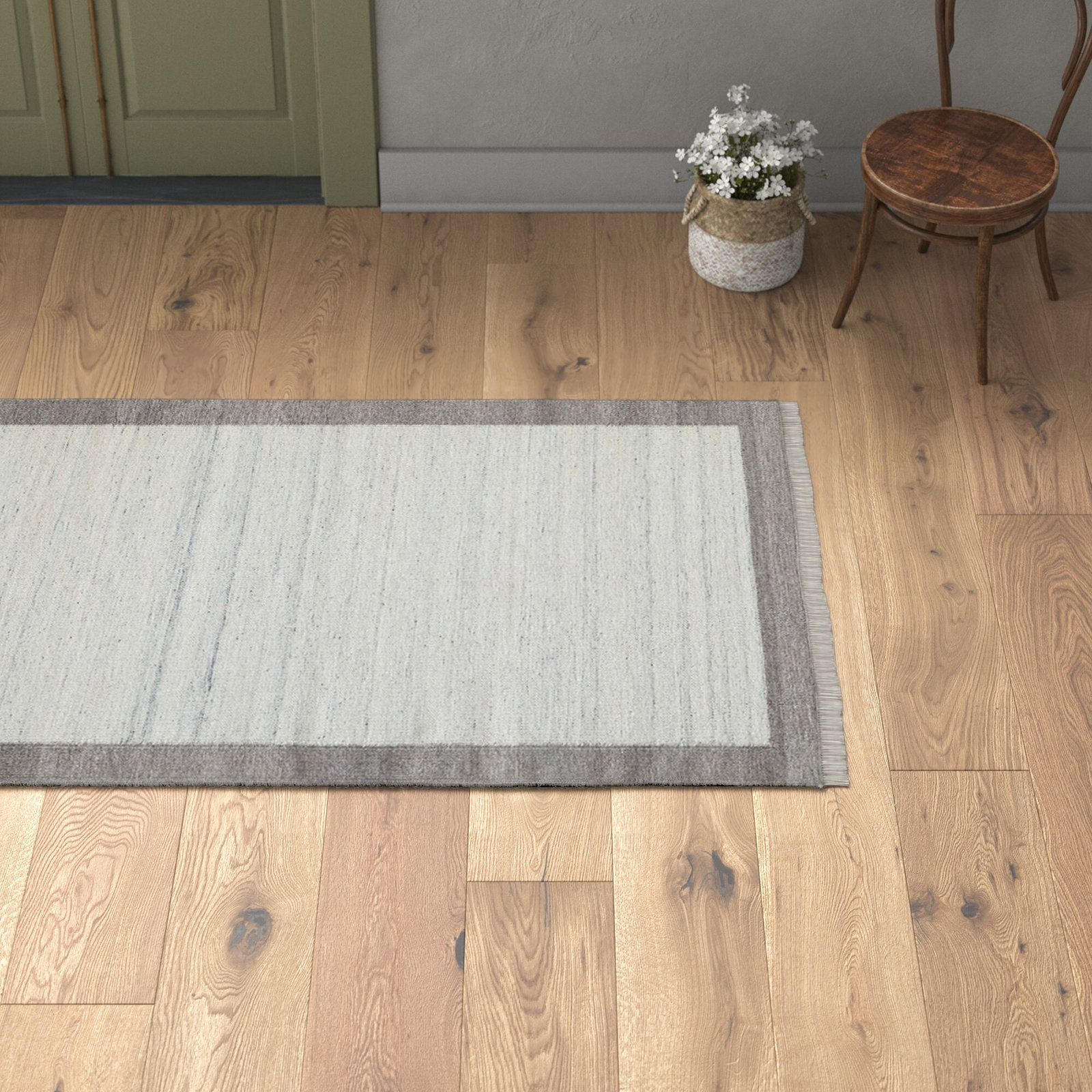 Kaylee Gray Ivory Hand-Tufted Wool Rug, Runner 2'6" x 8'