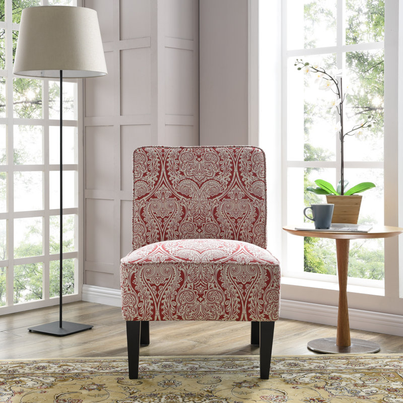 Marotta Upholstered Slipper Chair, Paisley Ruby