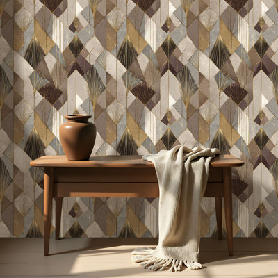 Peel and Stick Wallpaper Contact Paper Abstract Symmetrical Wall Covering Soft Earthy Tones Self Adhesive and Removable 24in x 118in(60x300cm)