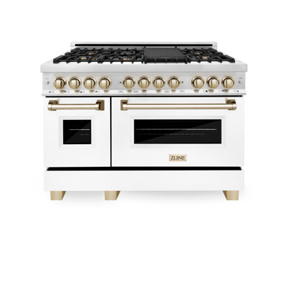 ZLINE Autograph Edition 48 In. 6.0 Cu. Ft. Legacy Dual Fuel Range 7 Burner Gas Cooktop and 2 Electric Ovens