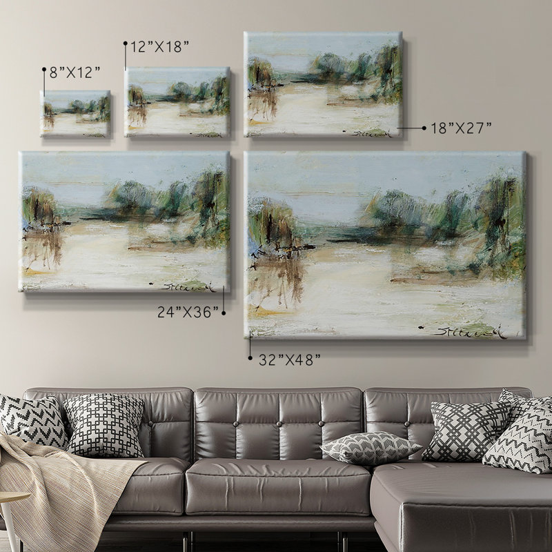 Toile tendue avec châssis de qualité supérieure Wintery Horizon III - prête à être accrochée, H 32 po x l 48 po