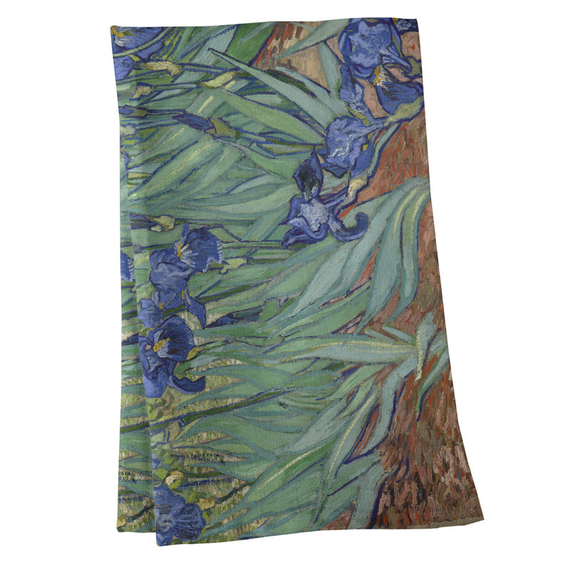 Serviette de thé irises, Vert / Mauve, Sergé de coton