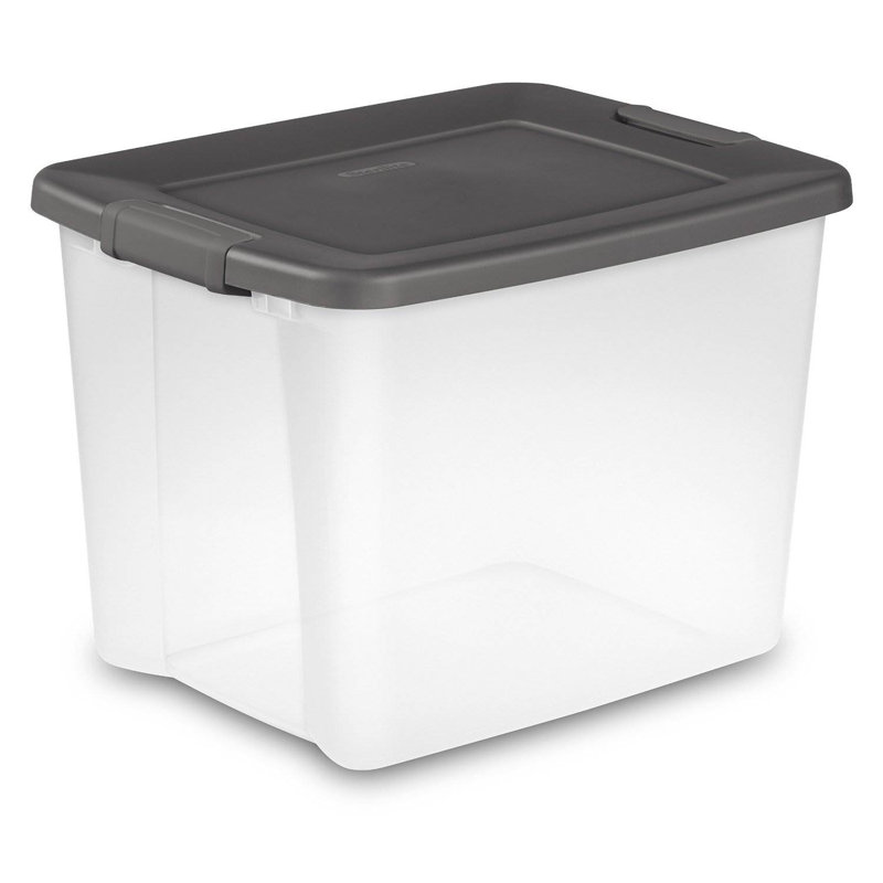 Sterilite ShelfTotes Clear Latched Plastic Storage Container, 18, 25 qts.