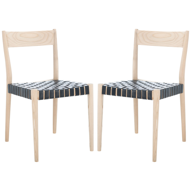 Cosme 18'' H Solid Wood Armchair, Black/Light Wood