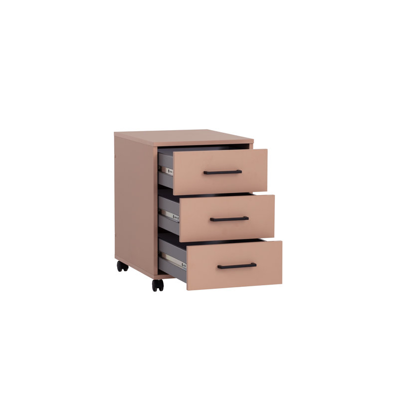 Nurein 40cm Wide 3 -Drawer Mobile File Cabinet, Apricot